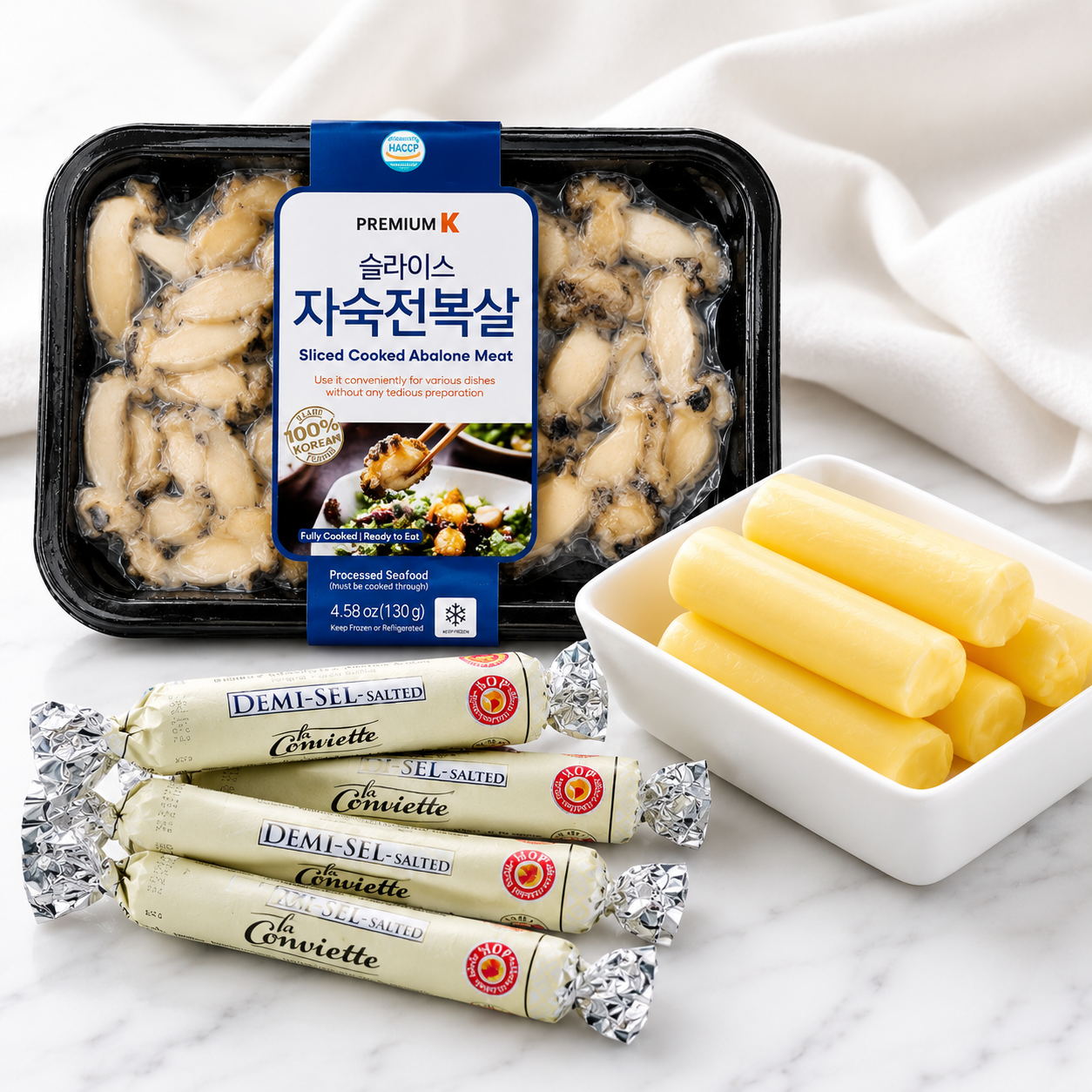 Premium Sliced Cooked Abalone (130g) + La Conviette butter 5 rolls